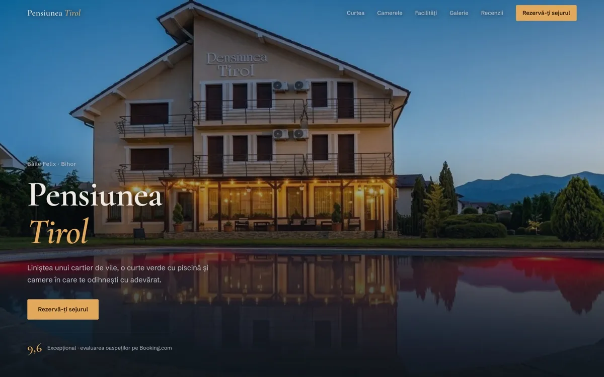 Pensiunea Tirol, site de prezentare pentru o pensiune din Băile Felix
